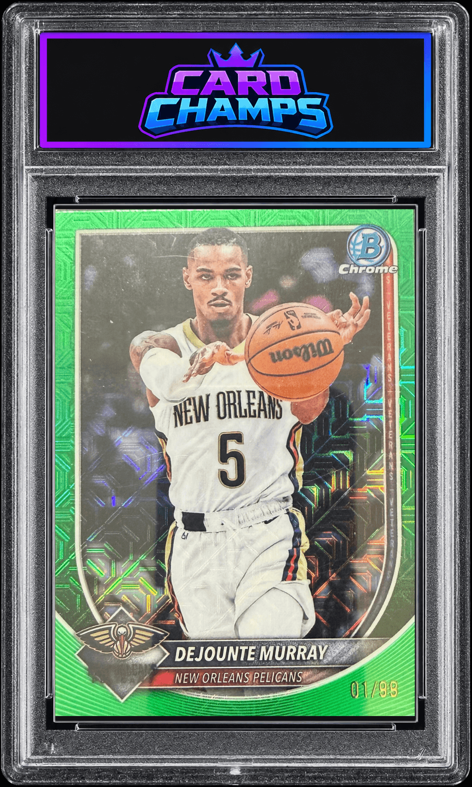 2025-26 Bowman Chrome Dejounte Murray Green Mojo Refractor #BCV-142, 01/99 (Front)